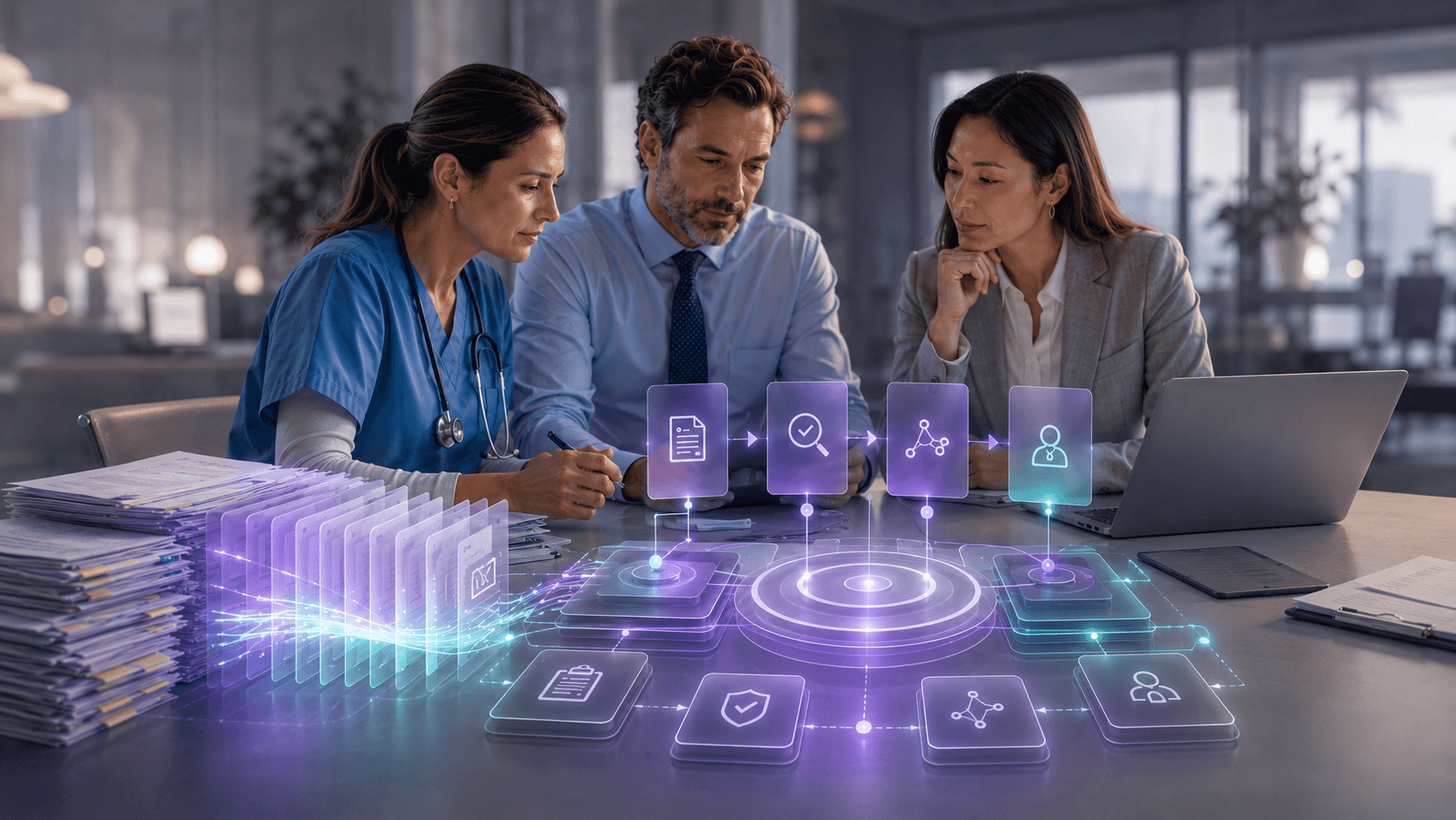 Medical review team using an abstract record intelligence platform workflow